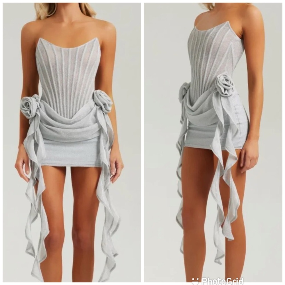 Elegant Silver Strapless Dress